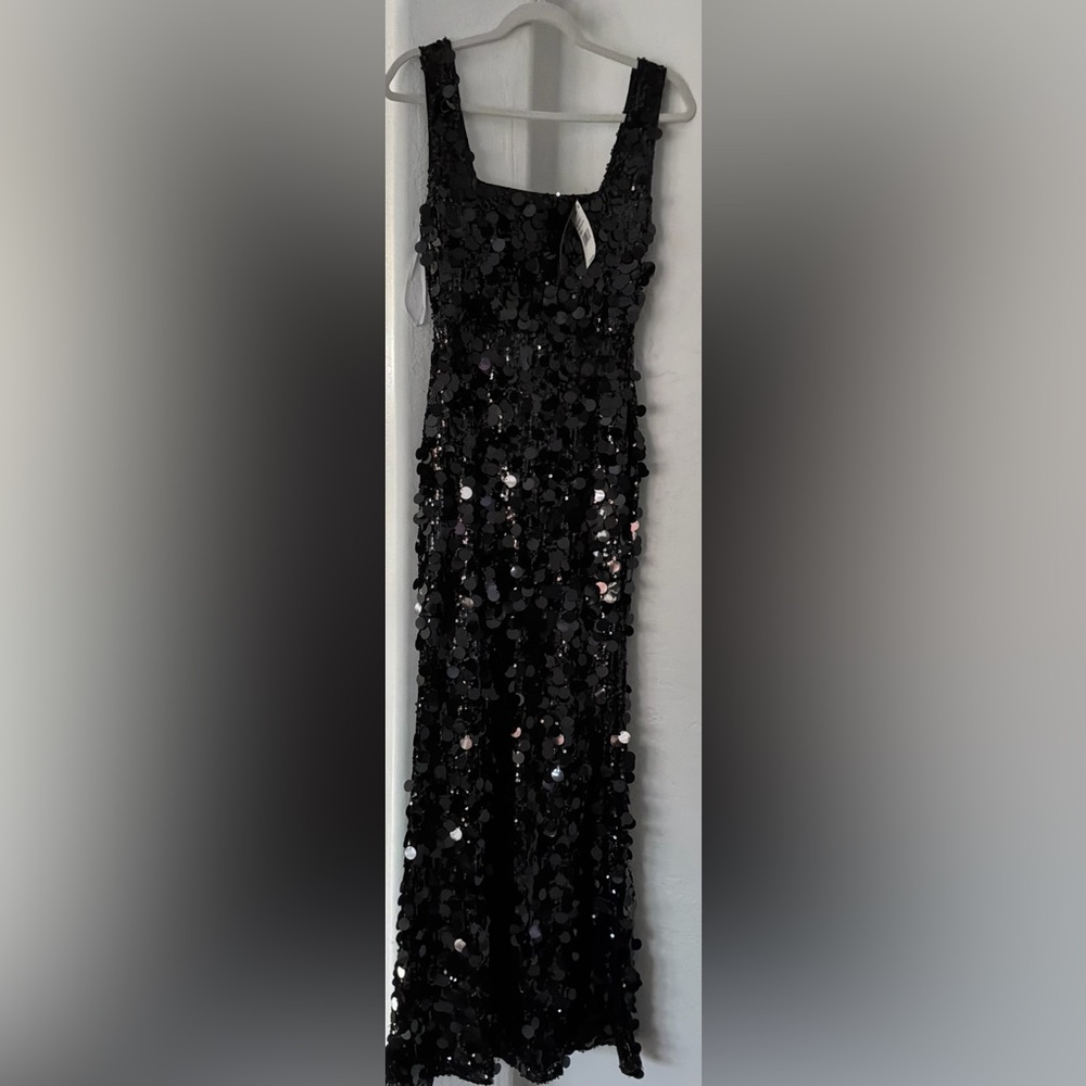 Lulus Black Sequin Maxi Dress Small Sleeveless Formal Evening Gown NWT - Picture 2 of 9